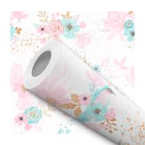 Papel De Parede Adesivo Lavável Passarinhos Flor Rosa 12m