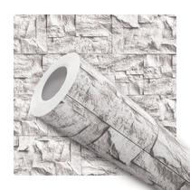 Papel De Parede Adesivo Lavável Pedra Rustica 3d Mosaico Cinza Claro