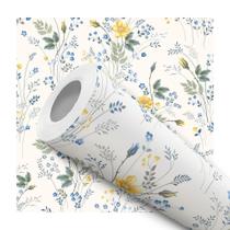 Papel De Parede Adesivo Lavável pra Cozinha Floral Flores Tons Amarelos Quarto Sala 12m