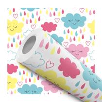 Papel De Parede Adesivo Lavável Quarto Bebê Infantil Nuvens Colorida 10m