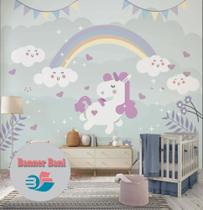 Papel De Parede Adesivo Lavável Quarto Menina Unicórnio Encantado m² BN 308