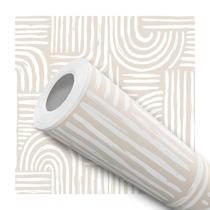 Papel De Parede Adesivo Lavável Risco Abstrato Bege E Branco Quarto Sala de Estar Papel De Parede Adesivo Lavável Risco Abstrato Bege E Branco Quarto Sala de Estar