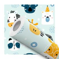 Papel De Parede Adesivo Lavável Safari Animais Infantil 10m Papel De Parede Adesivo Lavável Safari Animais Infantil 10m
