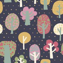 Papel De Parede Adesivo Lavável sala Árvore Color Azul Rosa 12m