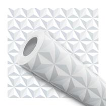 Papel De Parede Adesivo Lavável Sala Efeito Gesso Triângulos 3D 10m Papel De Parede Adesivo Lavável Sala Efeito Gesso Triângulos 3D 10m