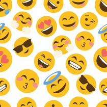 Papel De Parede Adesivo Lavável sala Emojis Fofo Figurinhas Teen Branco