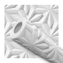 Papel De Parede Adesivo Lavável Sala Gesso Floral Geométrico Efeito 3D 12m