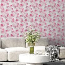 Papel De Parede Adesivo Lavável Sala Menina Rosa Efeito 3D Floral Quarto Sala