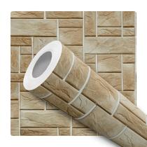 Papel De Parede Adesivo Lavável Sala Pedra Rustica 3d Bege Rejunte Branco Papel De Parede Adesivo Lavável Sala Pedra Rustica 3d Bege Rejunte Branco