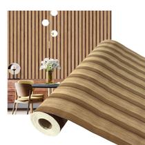 Papel de Parede Adesivo Lavavel Sala Quarto Cozinha 3D Decorativo Ripado Madeira Natural Papel de Parede Adesivo Lavavel Sala Quarto Cozinha 3D Decorativo Ripado Madeira Natural