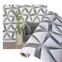 Papel de Parede Adesivo Lavavel Sala Quarto Cozinha Gesso Triângulos 3D Decorativo 10 Metros