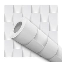 Papel De Parede Adesivo Lavável Sala Retângulo Efeito Gesso 3D Branco Papel De Parede Adesivo Lavável Sala Retângulo Efeito Gesso 3D Branco