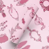 Papel de Parede Adesivo Lavável Tema Princesas Coroa Rosa Quarto Papel de Parede Adesivo Lavável Tema Princesas Coroa Rosa Quarto