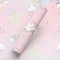 Papel de Parede Adesivo Lavável Tema Unicornios Bebe