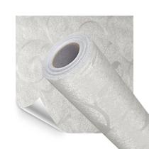 Papel de Parede Adesivo Lavavel Texturizado Folhas e Ramos Branco 500x60cm