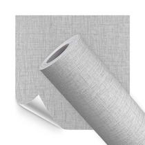 Papel de Parede Adesivo Lavavel Texturizado Linho Cinza Suave 500x60cm - Open Star