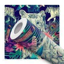 Papel De Parede Adesivo Lavável Tigre De Bengala Flores E Penas Abstrato Fundo Azul Escuro Quarto Sala de Estar Papel De Parede Adesivo Lavável Tigre De Bengala Flores E Penas Abstrato Fundo Azul Escuro Quarto Sala de Estar