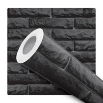 Papel De Parede Adesivo Lavável Tijolos Preto Rústico 10m Papel De Parede Adesivo Lavável Tijolos Preto Rústico 10m