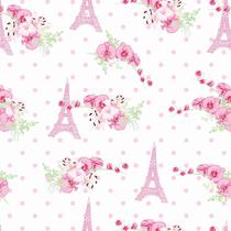 Papel De Parede Adesivo Lavável Torre Eiffel Rosa 12m