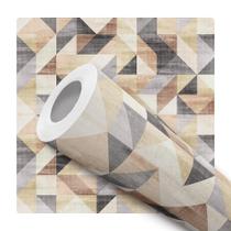 Papel De Parede Adesivo Lavável Triângulos Bege Verde Geométrico Rústico