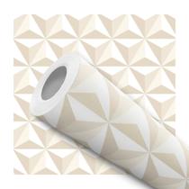 Papel De Parede Adesivo Lavável Triângulos Geométrico Efeito Gesso 3D Bege Papel De Parede Adesivo Lavável Triângulos Geométrico Efeito Gesso 3D Bege