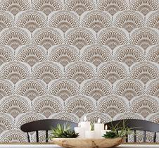 Papel de Parede Adesivo Leque Estilo Asiático, Decorativo para Quarto e Sala, Fácil Aplicação - Cinza - S4Sassy