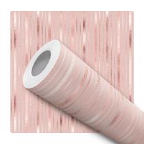Papel De Parede Adesivo Linhas Rose Gold Elegante Sala Quarto 3.5m