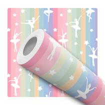 Papel de Parede Adesivo Listrado Arco-íris Colorido Bailarina Infantil Bebê Moderno Quarto Papel de Parede Adesivo Listrado Arco-íris Colorido Bailarina Infantil Bebê Moderno Quarto