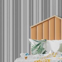 Papel de Parede Adesivo Listrado Em Tons de Cinza Claro e Escuro 15m