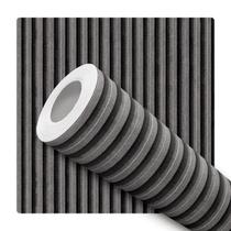 Papel de Parede Adesivo Listrado Ripas de Madeira Vertical Cinza e Preto Moderno Quarto Sala de Estar