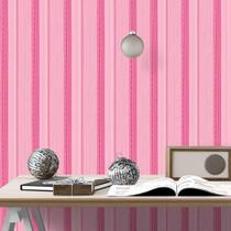 Papel de Parede Adesivo Listrado Rosa 14 Rolo 0,58x3M