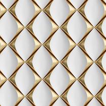 Papel De Parede Adesivo Losango Branco e Dourado 2,50 Metros Quarto Sala Escritório