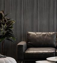 Papel de Parede Adesivo Madeira Ripada Preto e Cinza 1 Metro Para Quarto Sala Cozinha