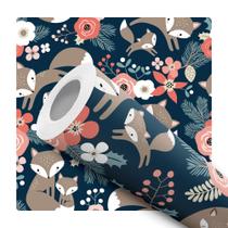 Papel de Parede Adesivo Moderno Bosque Raposinha Floral Delicado Fofo Infantil Bebê Quarto Papel de Parede Adesivo Moderno Bosque Raposinha Floral Delicado Fofo Infantil Bebê Quarto