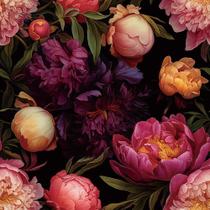 Papel de Parede Adesivo MuralPeel Floral Vintage com Peônias Rosa em PVC em Rolo
