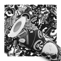 Papel de Parede Adesivo Musica Caveira Rock Guitarra Preto e Branco Moderno Quarto Sala de Estar Papel de Parede Adesivo Musica Caveira Rock Guitarra Preto e Branco Moderno Quarto Sala de Estar