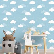 Papel De Parede Adesivo Nuvens Céu Azul Quarto Infantil 5m