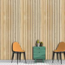 Papel De Parede Adesivo Painel Madeira Clara Ripado Para Quarto Sala Cozinha