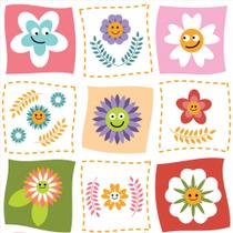 Papel de Parede Adesivo Patchwork Margaridas Retalhos Coloridos REF:DPIN34 Papel de Parede Adesivo Patchwork Margaridas Retalhos Coloridos REF:DPIN34