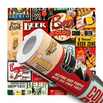 Papel de Parede Adesivo Placas Beer Bebida Retro Moderno Adega 10m