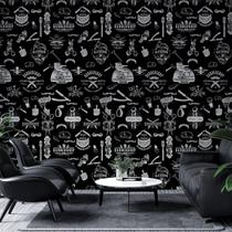 Papel de Parede Adesivo Preto Barbearia Cabeleireiro Barbearia - GF CASA DECOR