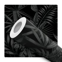 Papel de Parede Adesivo Preto Cinza Costela de Adão Folhagem Moderno Quarto Sala de Estar