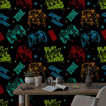 Papel de Parede Adesivo Quarto Gamer Controles Coloridos 2,5m Papel de Parede Adesivo Quarto Gamer Controles Coloridos 2,5m