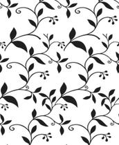 Papel de Parede Adesivo Quarto Sala Floral Folhagem Preto no Branco FL45