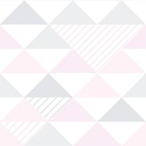 Papel De Parede Adesivo Quarto Triângulo Rosa Cinza 3m - DELIQUADROS