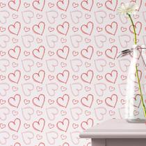 Papel de Parede Adesivo Rabiscos de Corações Rosa Autocolante Papel de Parede Adesivo Rabiscos de Corações Rosa Autocolante