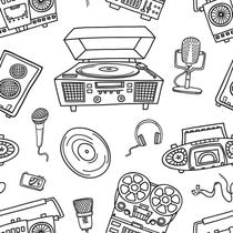 Papel De Parede Adesivo Radio Microfone Vitrola Estudio Quarto 5m Papel De Parede Adesivo Radio Microfone Vitrola Estudio Quarto 5m