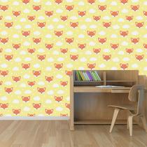 Papel de Parede Adesivo - Raposas - Infantil - Amarelo - 338ppi