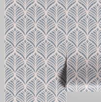 Papel de Parede Adesivo Removível com Estampa de Folhas e Leque, Impermeável, Azul, para Quarto e Sala - S4Sassy