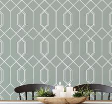 Papel de Parede Adesivo Removível, Estampa Geométrica Hexagonal, Verde, Vinil para Decoração - S4Sassy